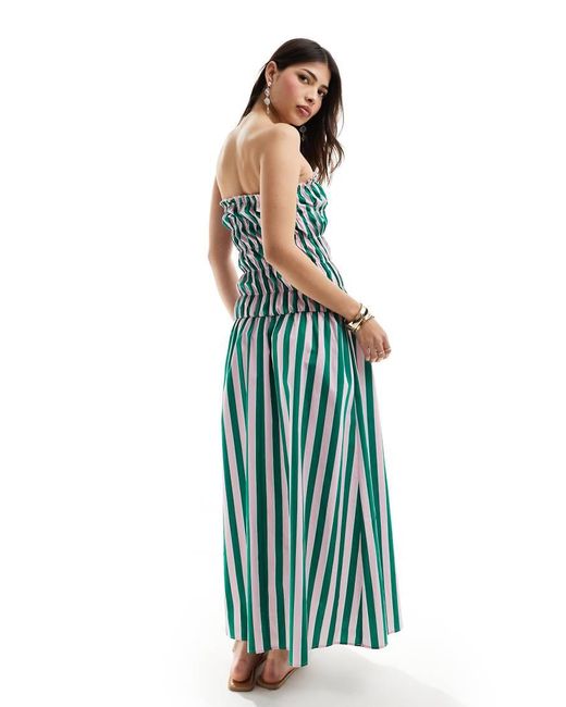 ASOS Green Drop Waist Maxi Bandeau Dress