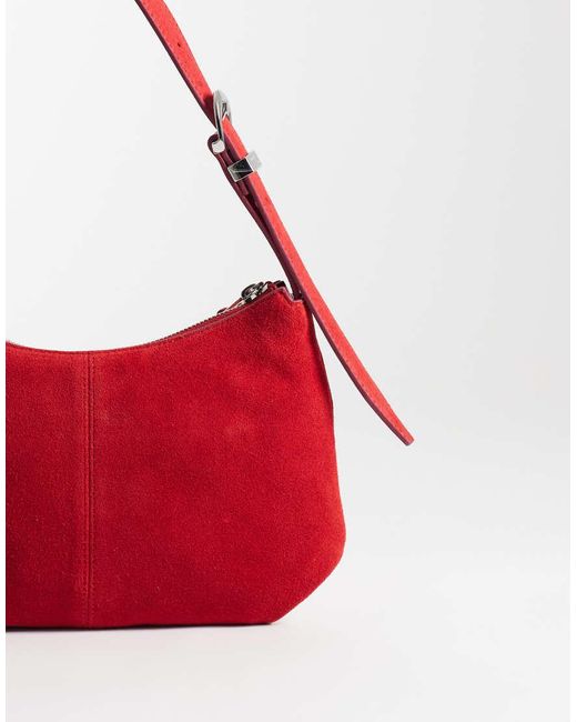 Tommy Hilfiger Red Slouchy Suede Shoulder Bag