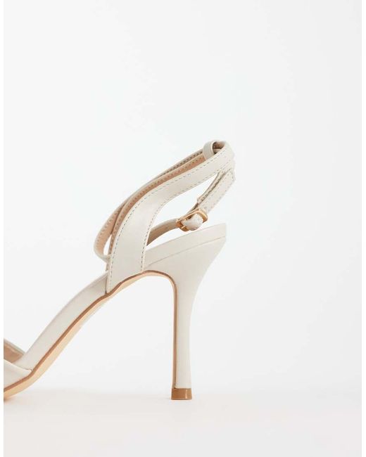SEQWL Wide Fit White Lolly Heeled Sandals