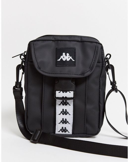 Kappa Black Vinyl Crossbody Bag With Logo for men