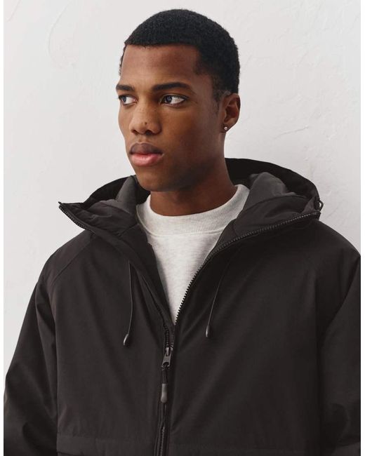 Pull&Bear Black Puffer Jacket With A High Neck for men