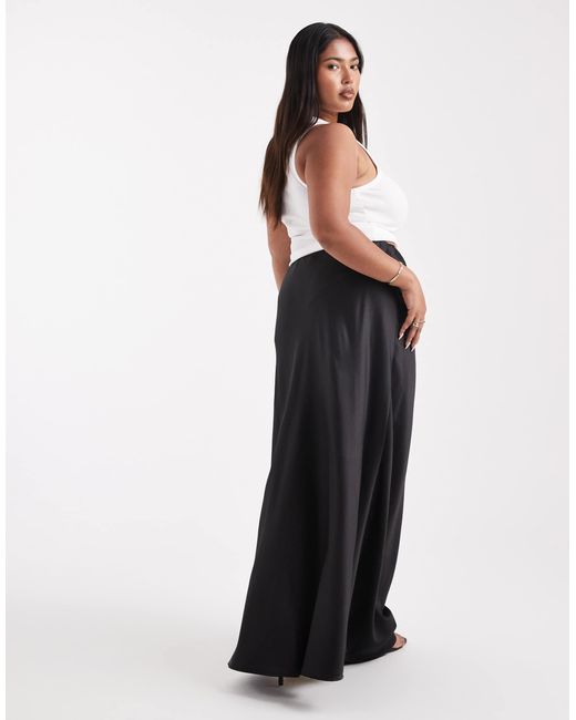 Vero Moda Black Satin Bias Midi Skirt