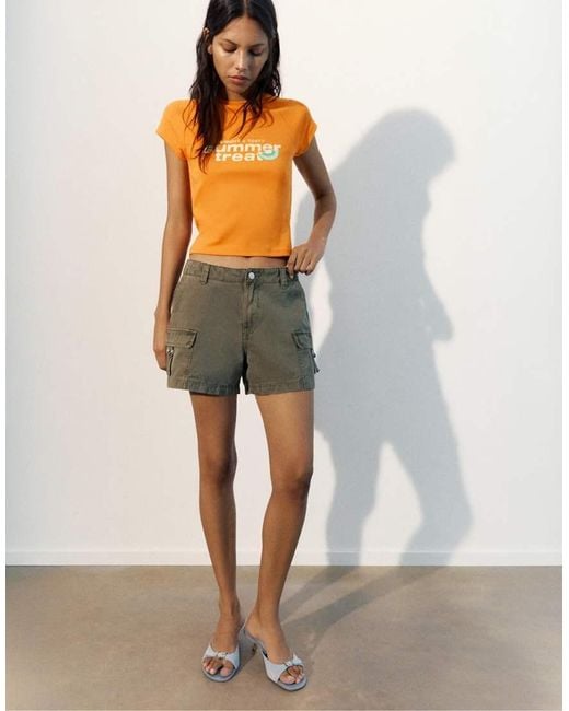 Pull&Bear Orange Fruit Graphic T-shirt