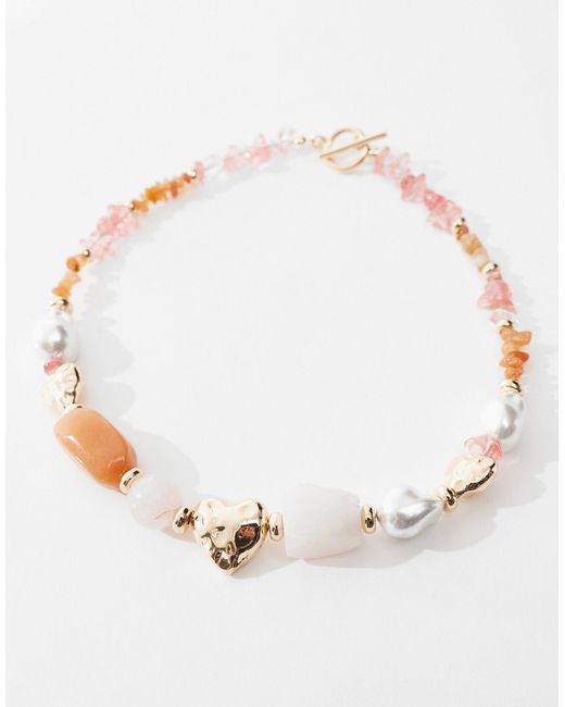 ASOS Natural Limited Edition Necklace With Semi Precious Stone Design