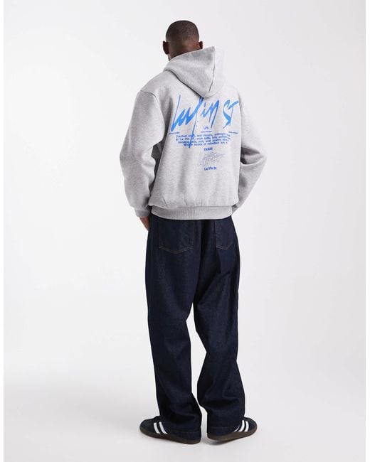 ASOS Blue Hoodie With Text Print for men