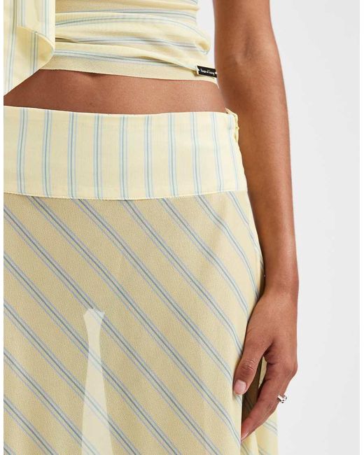 House Of Sunny Natural Asymmetric Mesh Button Detail Midaxi Skirt