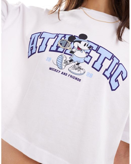 Miss Selfridge White Disney Tee With Athletic Mickey Mouse Graphic