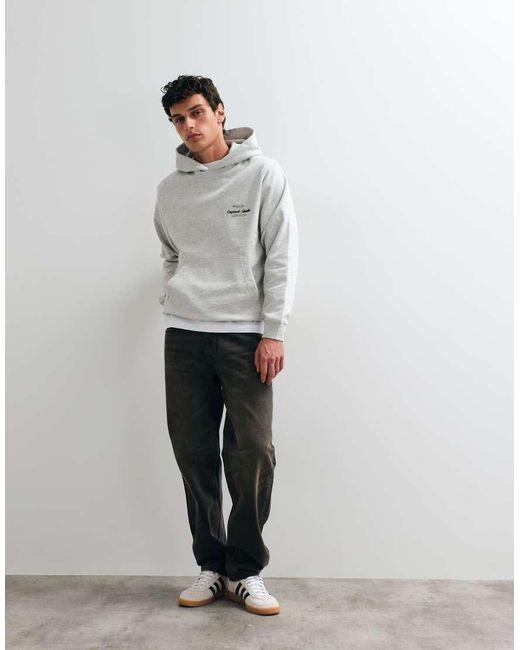 Jack & Jones Gray Oversized Hoodie With Originals Back Print for men