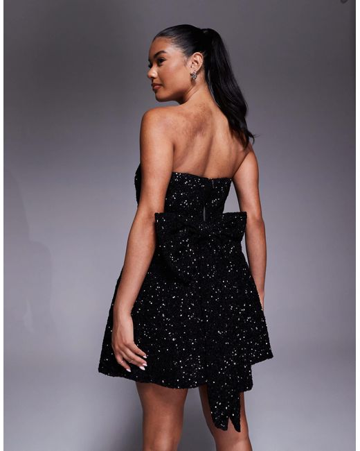 Jarlo Black Sequin Structured Mini Dress With Bow Back