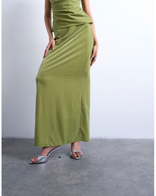 TOPSHOP White Velvet Midaxi Skirt