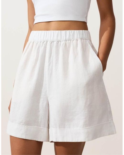 Oysho Natural 100% Linen Shorts
