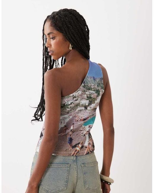Muse Assembly Gray Sandy One Shoulder Beach Top
