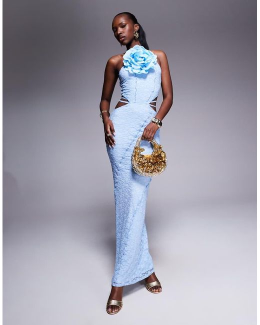 ASOS Blue Corsage Lace Maxi Dress