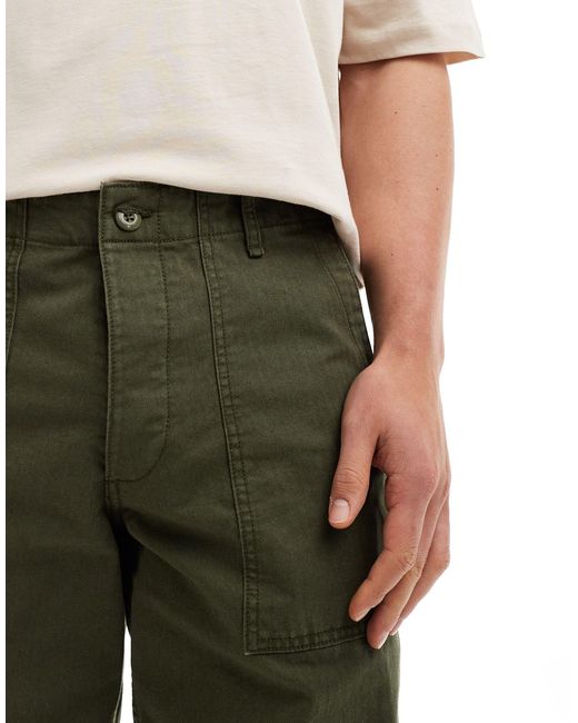 Jack & Jones Green Wide Fit Herringbone Worker Trouser for men