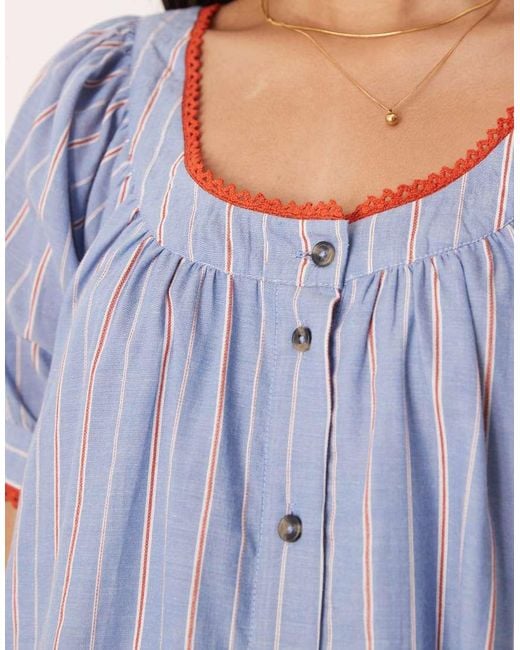 ASOS Blue Babydoll Button Down Mini Dress