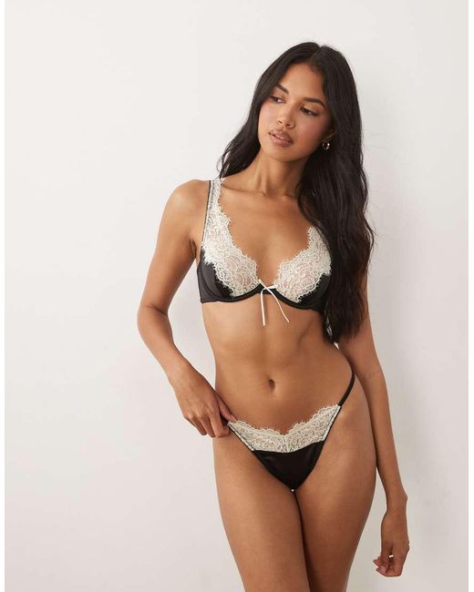 ASOS Black Delilah Satin High Apex Underwire Bra