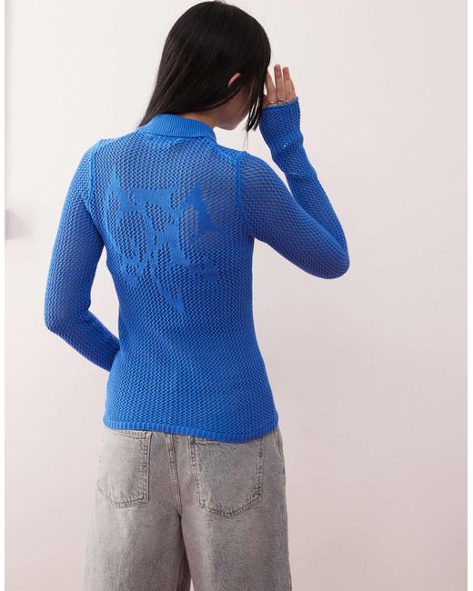 Weekday Blue – lene – strickjacke aus grobem strick