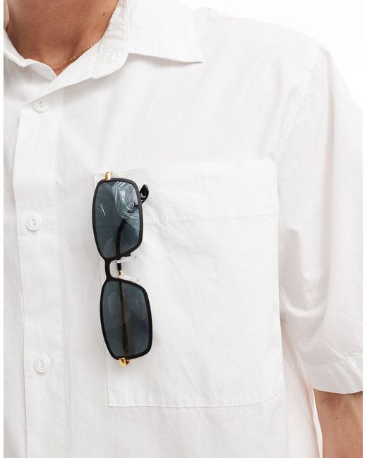 Pull&Bear White Boxy Fit Revere Neck Shirt for men