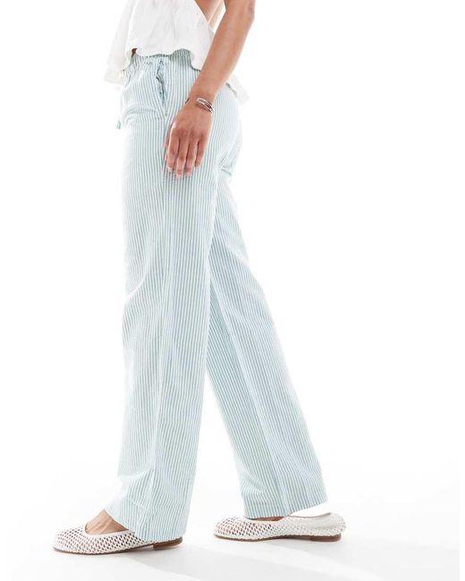 Superdry Blue Cotton Stripe Elasticated Trousers