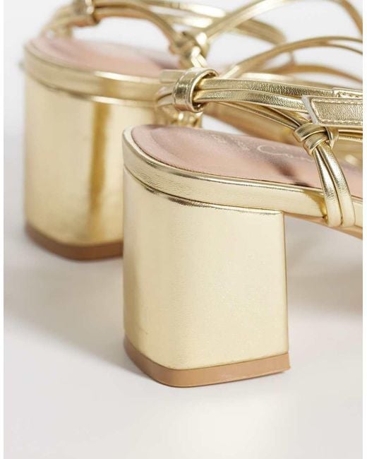 New Look Metallic New Look Faux Leather Strappy Block Heeled Sandal