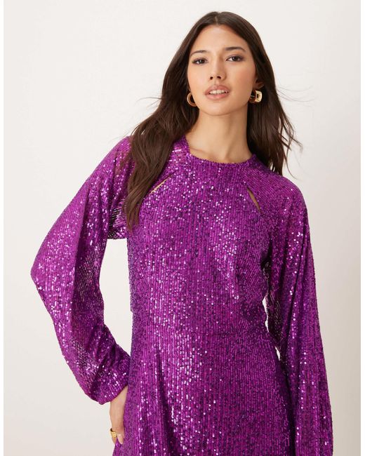 Robe courte à sequins Y.A.S en coloris Purple