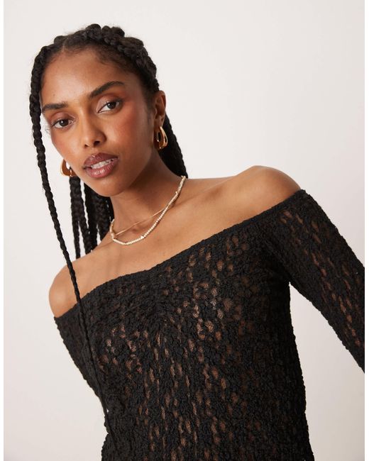ASOS Brown – schulterfreies oberteil aus spitze