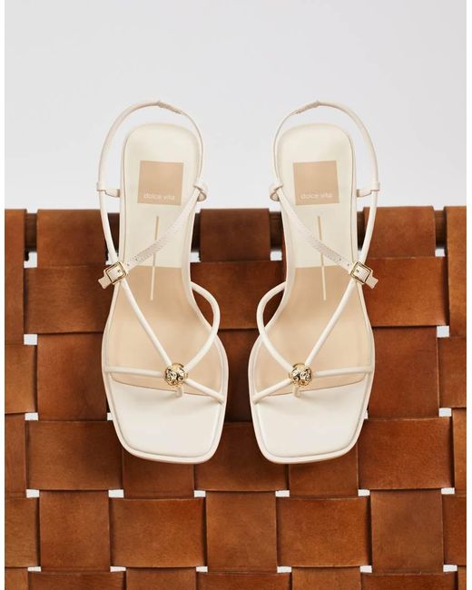 Dolce Vita Brown Mylee Strappy Mid Heel Sandals With Gold Hardware