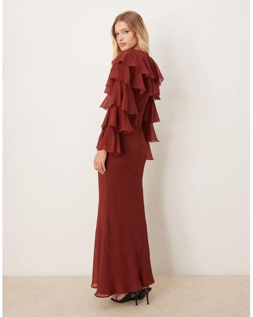 ASOS Tiered Ruffle Overlay Bias Maxi Dress | Lyst