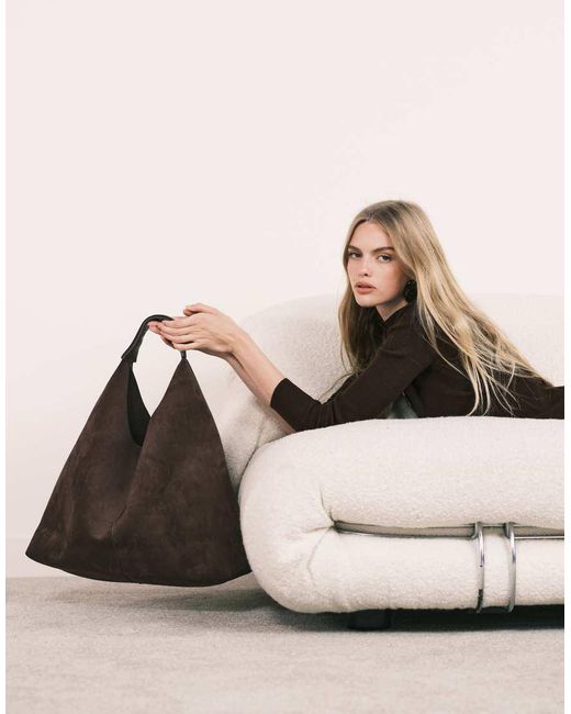 ASOS Blue Faux Suede Scoop Tote Bag