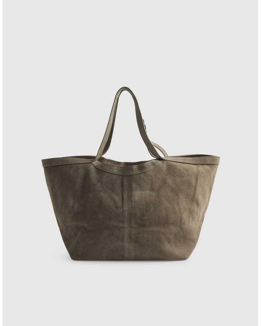 River Island Gray Buckle Handle Suede Shopper Bag