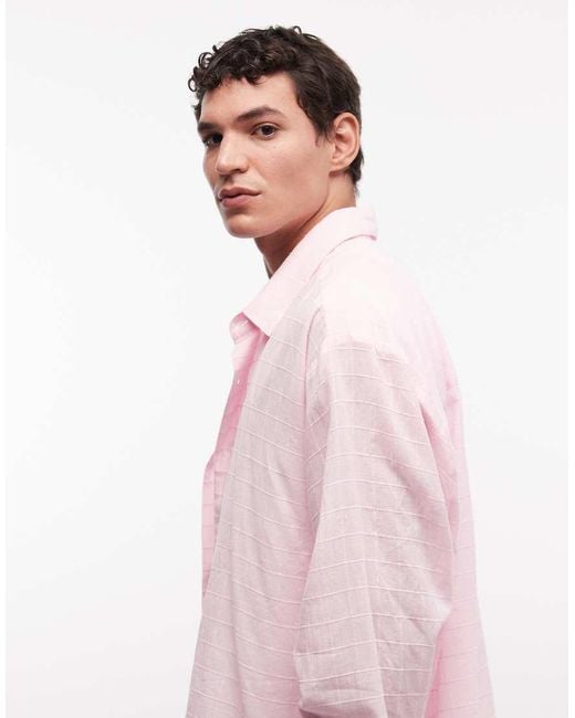 Collusion Pink Boxy Oversized Long Sleeve Shirt for men