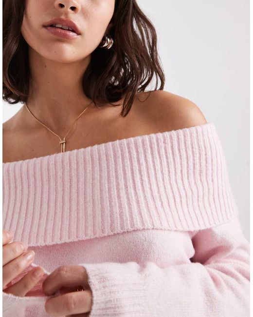 Hollister Pink Off Shoulder Knitted Jumper