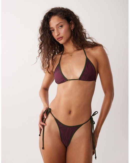 Motel Brown Co-Ord Pami Abstract Zebra Bikini Top