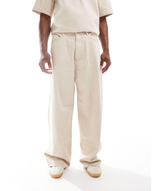 Weekday Natural Astro Heavyweight Linen Trousers for men