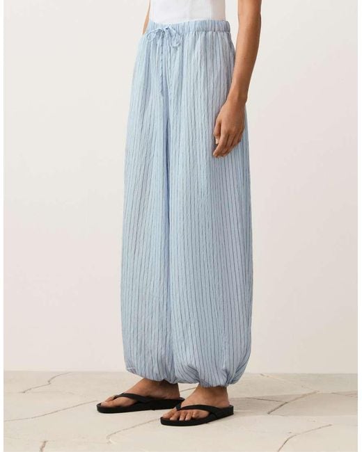 Oysho Blue Maxi Striped Bloomer Trousers