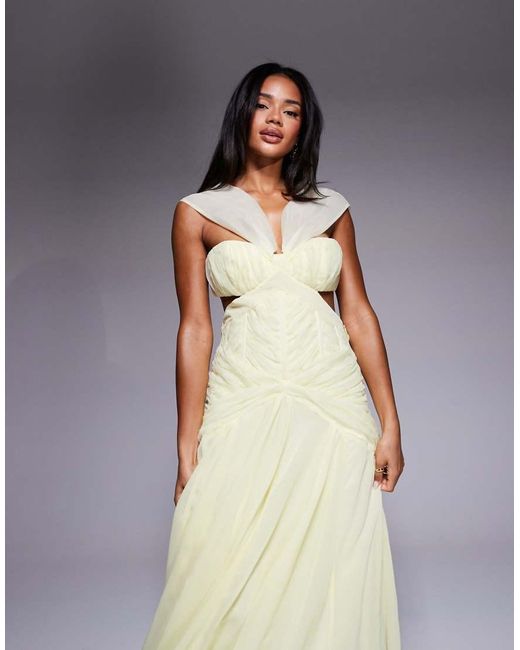 ASOS Gerimpelde Maxi Jurk Van Organza En Chiffon Met Halternek in het Red
