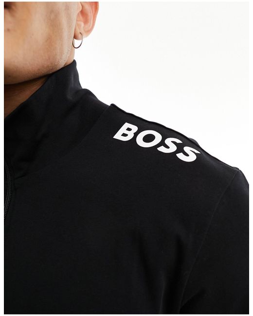 Boss Black Zip Jacket With Printed Logo for men