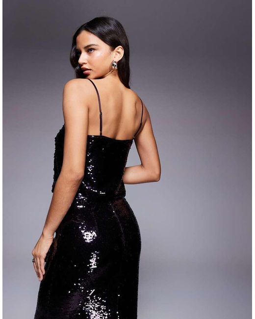 Forever New Black Sequin Cami Top