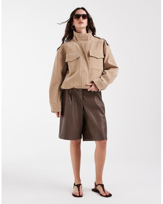 BRONZE SNAKE Natural Alegra Funnel Neck Jacket