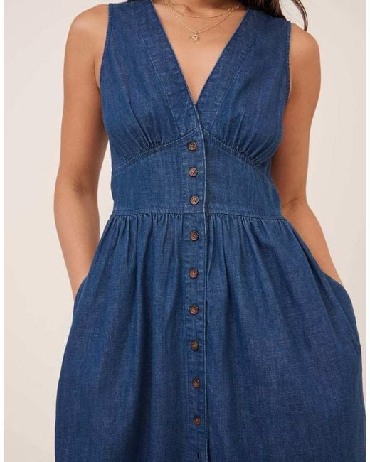 Nobody's Child Blue Denim Sleeveless Starlight Midi Dress