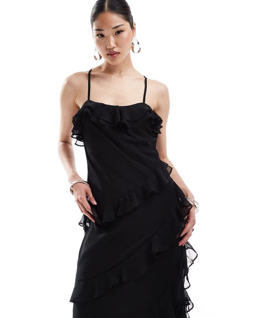 Pretty Lavish Black Multiway Cross Over Ruffle Midaxi Dress