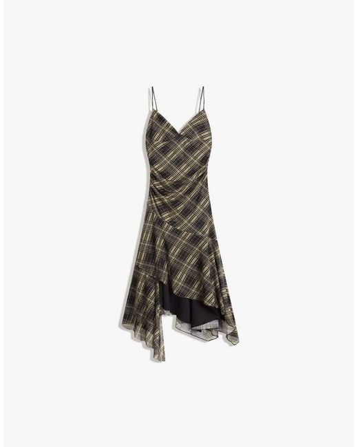 Bershka White Strappy Check Tulle Midi Dress