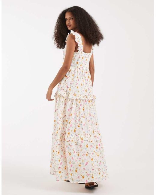 Vero Moda White Ruffle Trim Tiered Maxi Dress