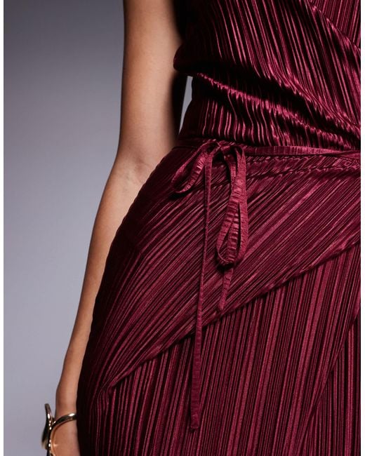ASOS Purple Plisse Sleeveless Wrap Tie Front Maxi Dress