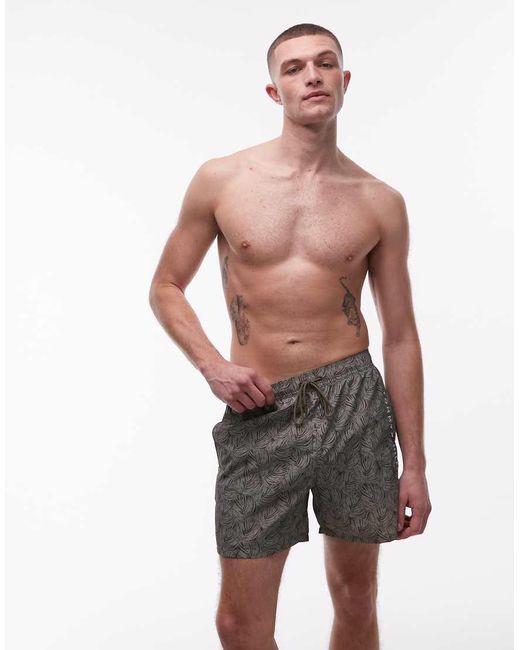 Tommy Hilfiger Red Palm Leaf Print Drawstring Swim Short for men