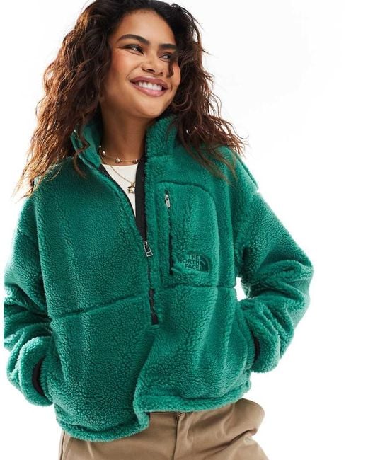 The North Face Green Extreme Borg Quarter Zip Logo Pocket Fleece