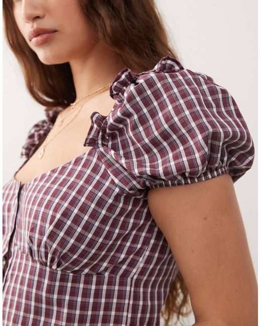 Reclaimed (vintage) Multicolor Western Prairie Top With Puff Sleeve And Button Down