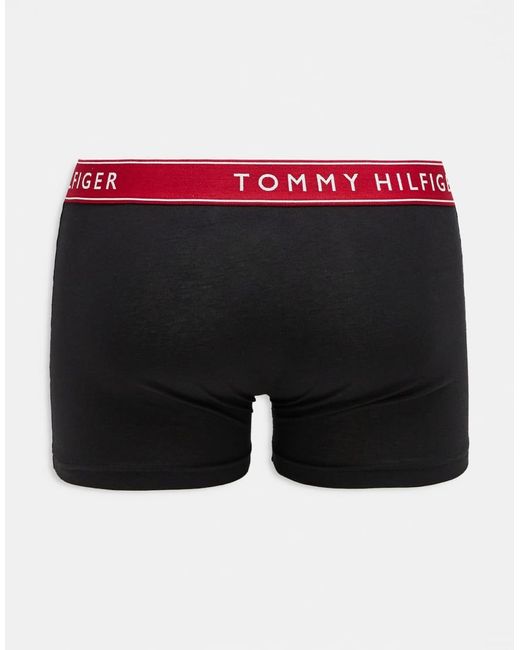 Pack De 3 Calzoncillos Negros Básicos Con Cinturillas Rojas Everyday Essentials De Tommy Hilfiger de hombre de color Black