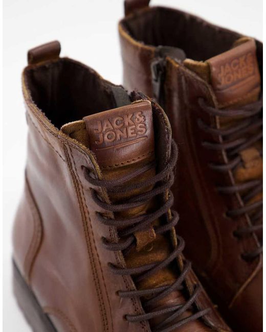 Jack & Jones Brown Laceup Tall Boot for men