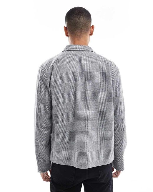 Jack & Jones Gray Boxy Wool Blend Jacket for men